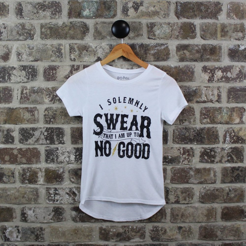 Harry Potter White & Black I Solemnly Swear Hi Low Shortsleeve T-Shirt Womens XS